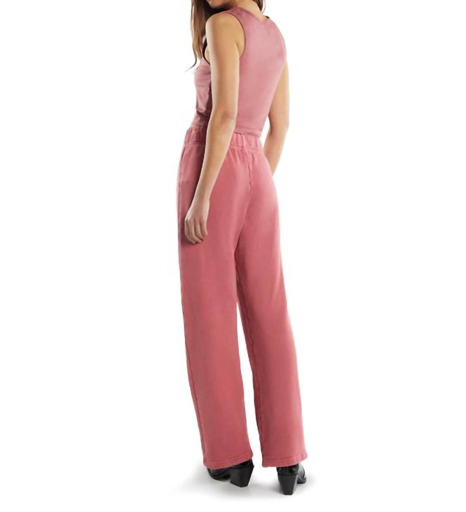 LES TIEN Talya Crop Tank in flamingo - women's tank top - alternate view