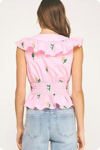 Strut & Bolt - Flower Bouquet Embroidery Top