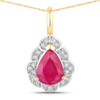Diana M Jewels Women's Pear Natural Ruby Pendant Necklace (1.29 Ct) - Petite in 14k yellow gold - women's jewelry