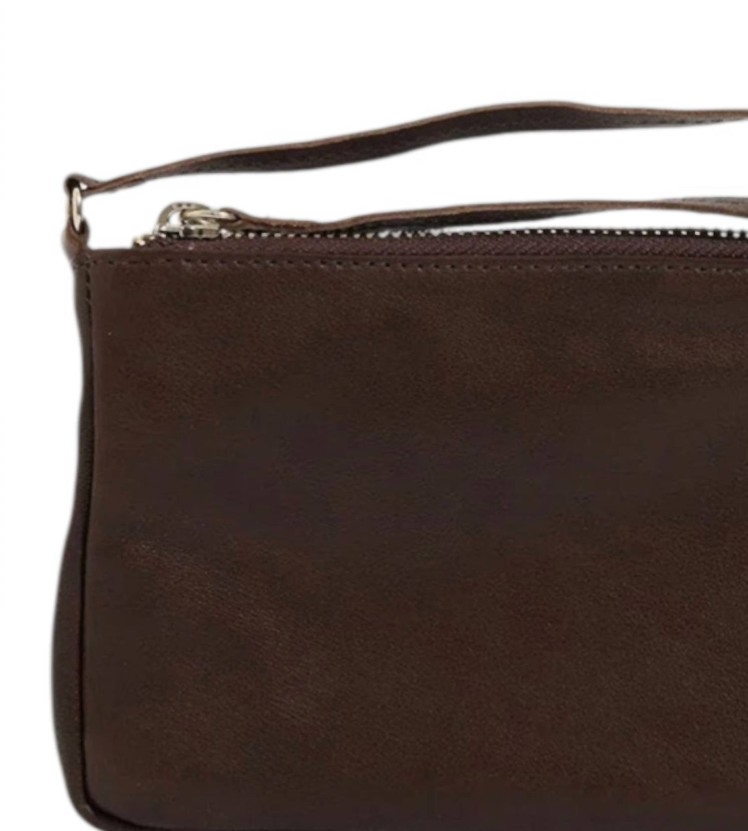 Nimes Bags Women's Carmela Leather Pouch in dark brown - women's bag - detail view