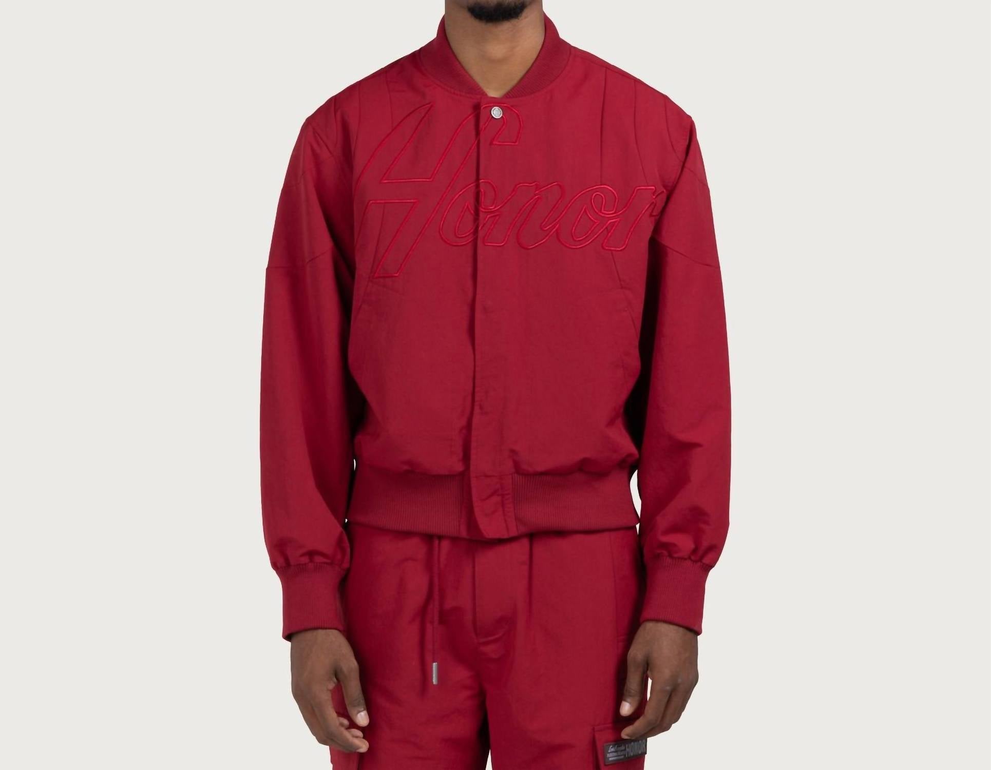 HONOR THE GIFT Men's Nylon Bomber in plum - men's jacket