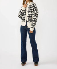 Lovestitch - Geo Pattern Button Down Sweater Jacket