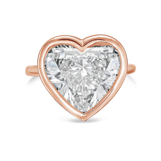 Diana M Jewels - 15.00 Ct Lab-grown Diamond Heart-shaped Bezel Solitaire Ring
