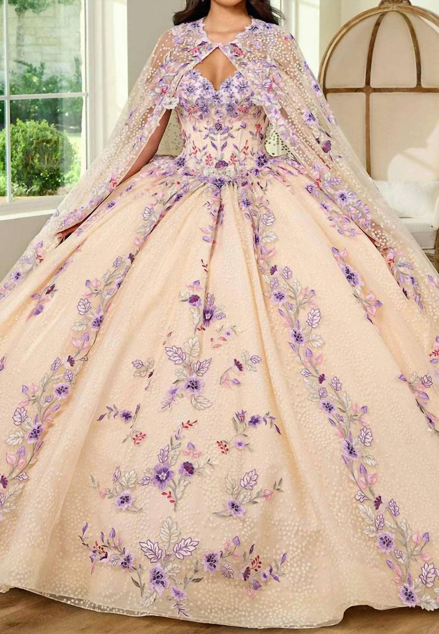 Rachel Allan - Embroidered Cold Shoulder Ballgown
