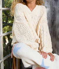 Pol - V-neck Semi Cropped Top Chenille Sweater