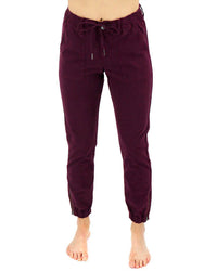 Grace and Lace Women's Sueded Twill Joggers in wine - women's pants