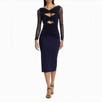 Chiara Boni - Leitha Cutout Mixed Media Sheath Dress