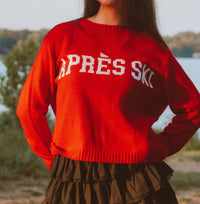 Panache Apparel Après Ski Long Sleeve Sweater in red - women's sweater - detail view