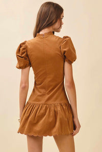 Tcec - Suede Ruffle Hem Dress