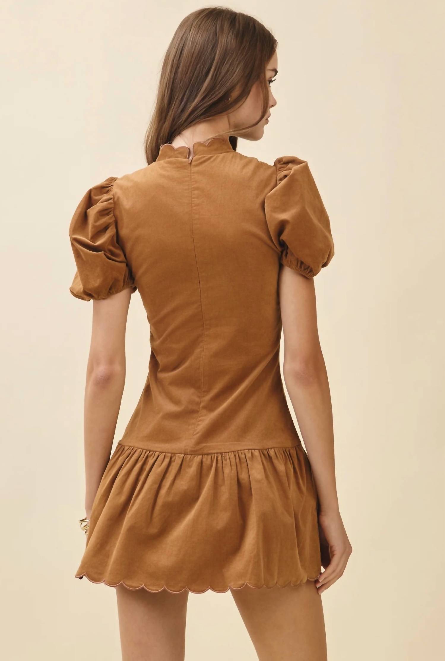 Tcec - Suede Ruffle Hem Dress