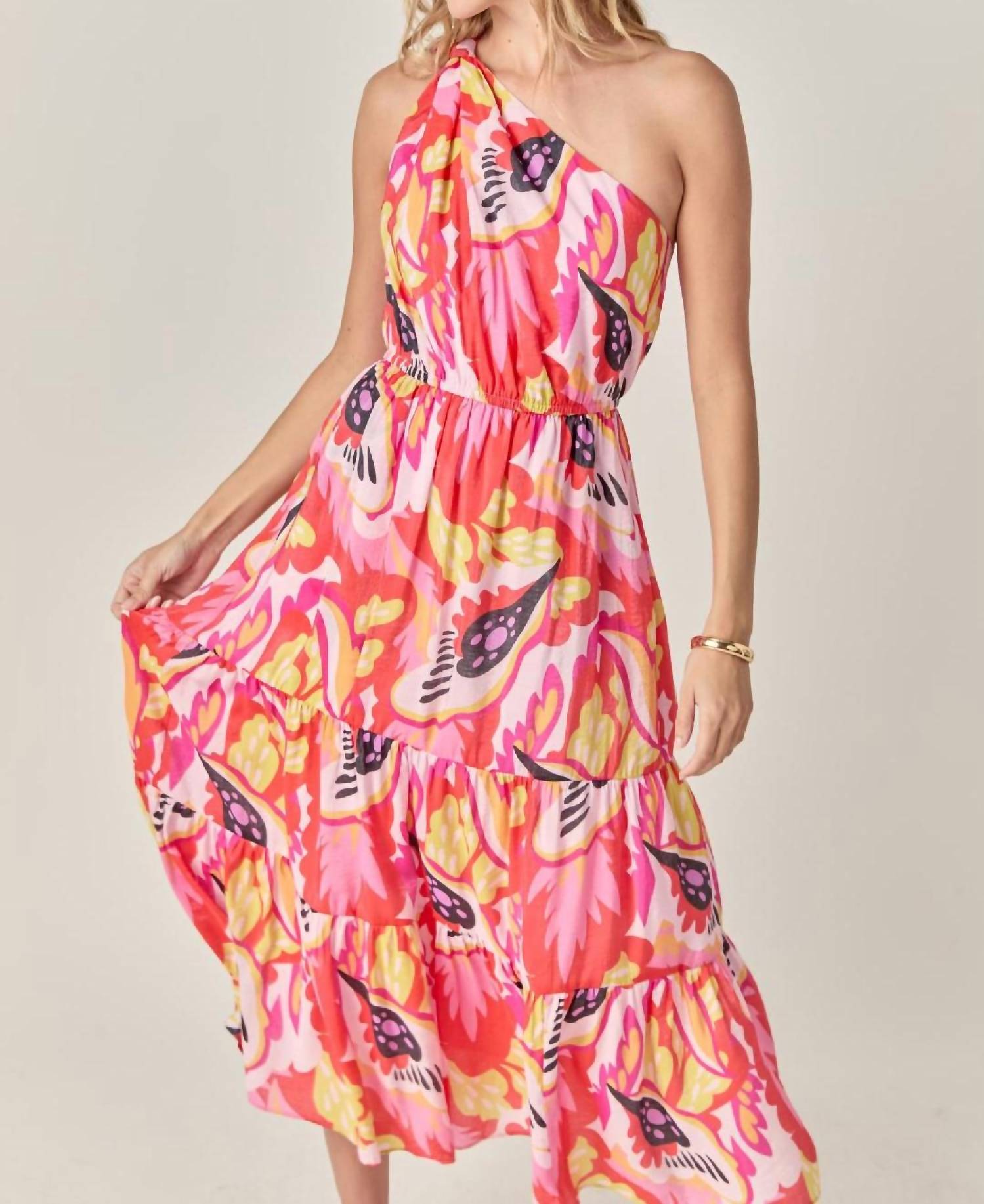 English Factory - Tropic Twist One-Shoulder Maxi Dress