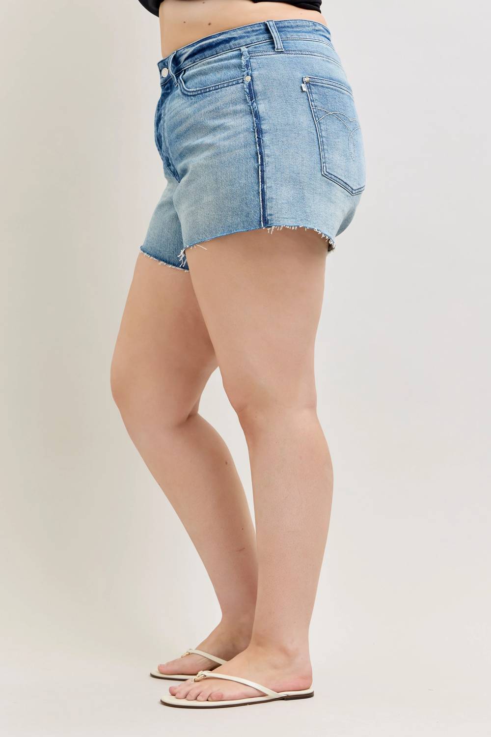 Judy Blue - High Waist Rigid Magic Cutoff Short Raw Side Seams Shorts