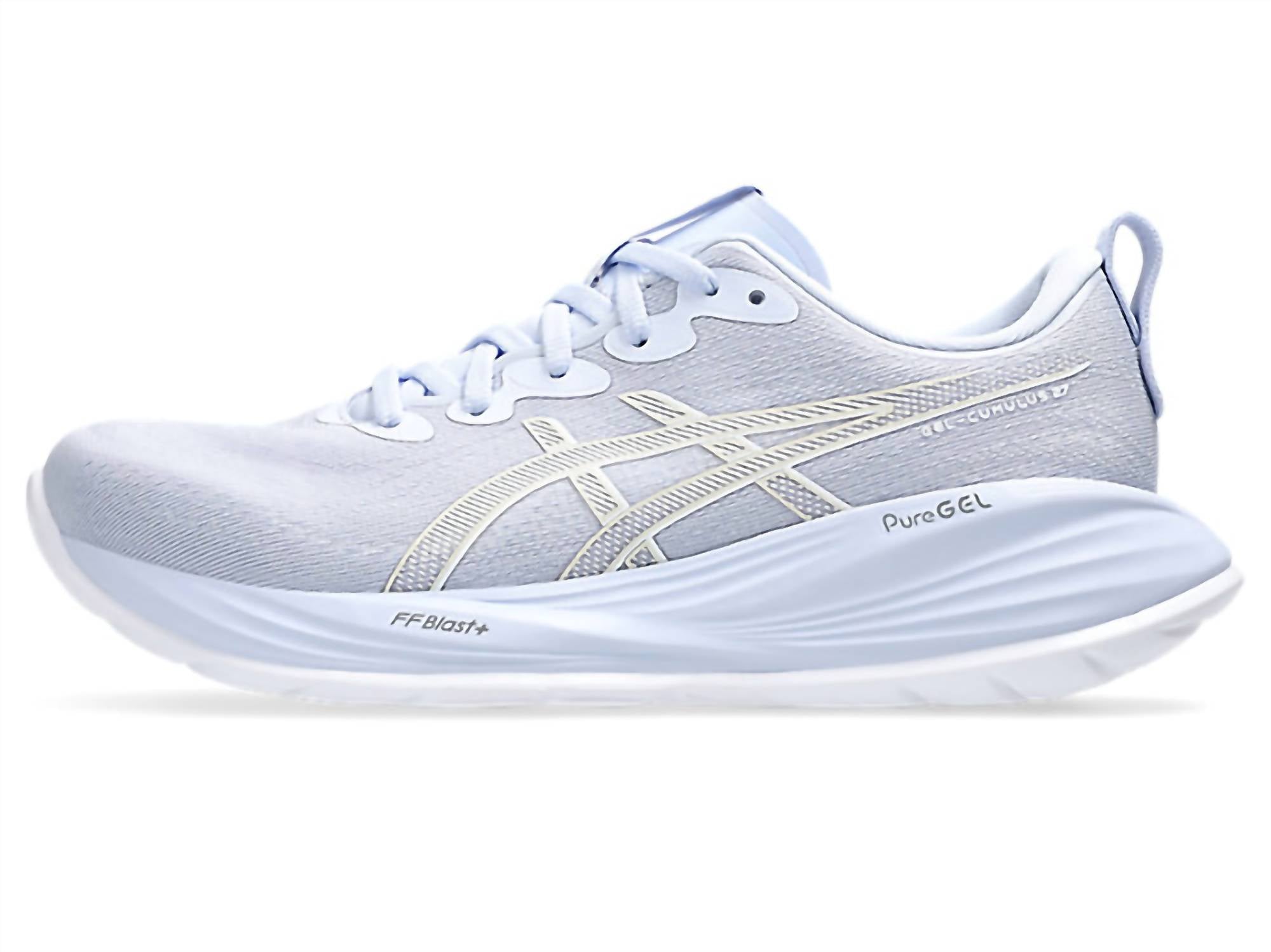 ASICS Women's Cumulus 27 Running Shoes in blue fade white - women's shoe - detail view