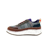 Renato Garini Women's Alexis Patchwork Sneaker in blue grey purple - women's sneaker - detail view