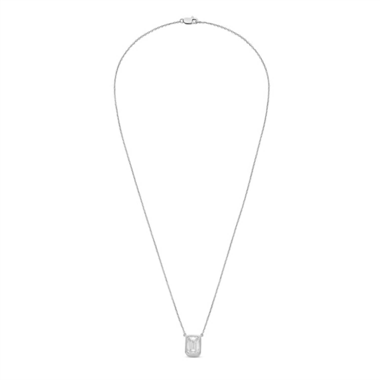 Diana M Jewels - 1.00 Ct Lab Grown Emerald Bezel Pendant Necklace - Delicate