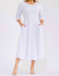 Karen T Design A-line Midi Dress in white - women's dress