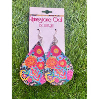 Real Mccoy - Women's Fiesta Floral Leather Teardrop Earrings
