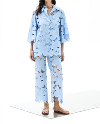 Lace The Label Ophelia Lace Cropped Pant in light blue - women's pants