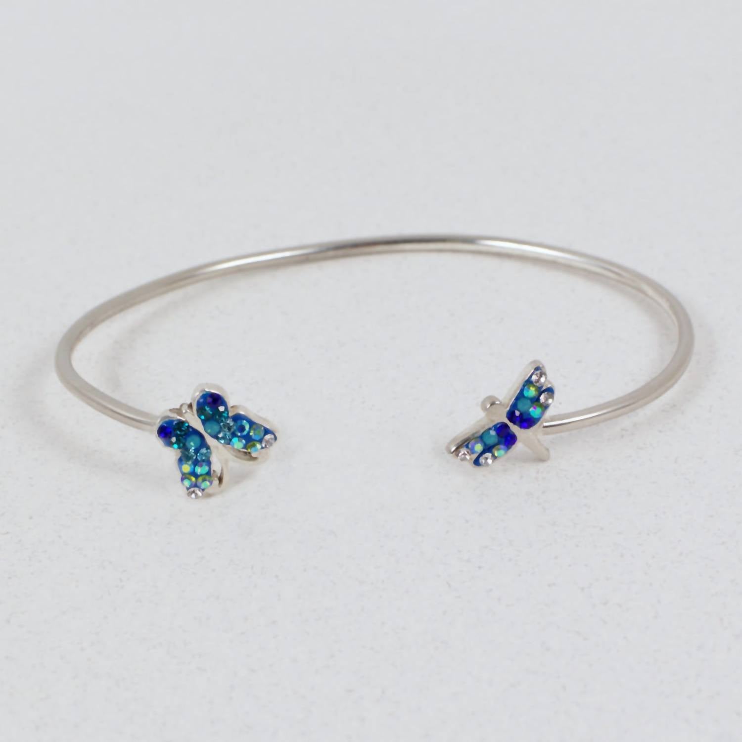 Mosaico Women's Austrian Crystals Butterfly Bracelet in silver blue - women's jewelry