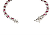 Allyanna Gifts Women's Sterling Silver Alternating Clear & Colored Cz Bezel Tennis Bracelet in pink - women's jewelry