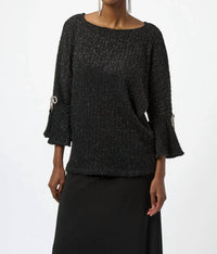 Joseph Ribkoff - Metallic 3/4 Sleeves Boxy Top