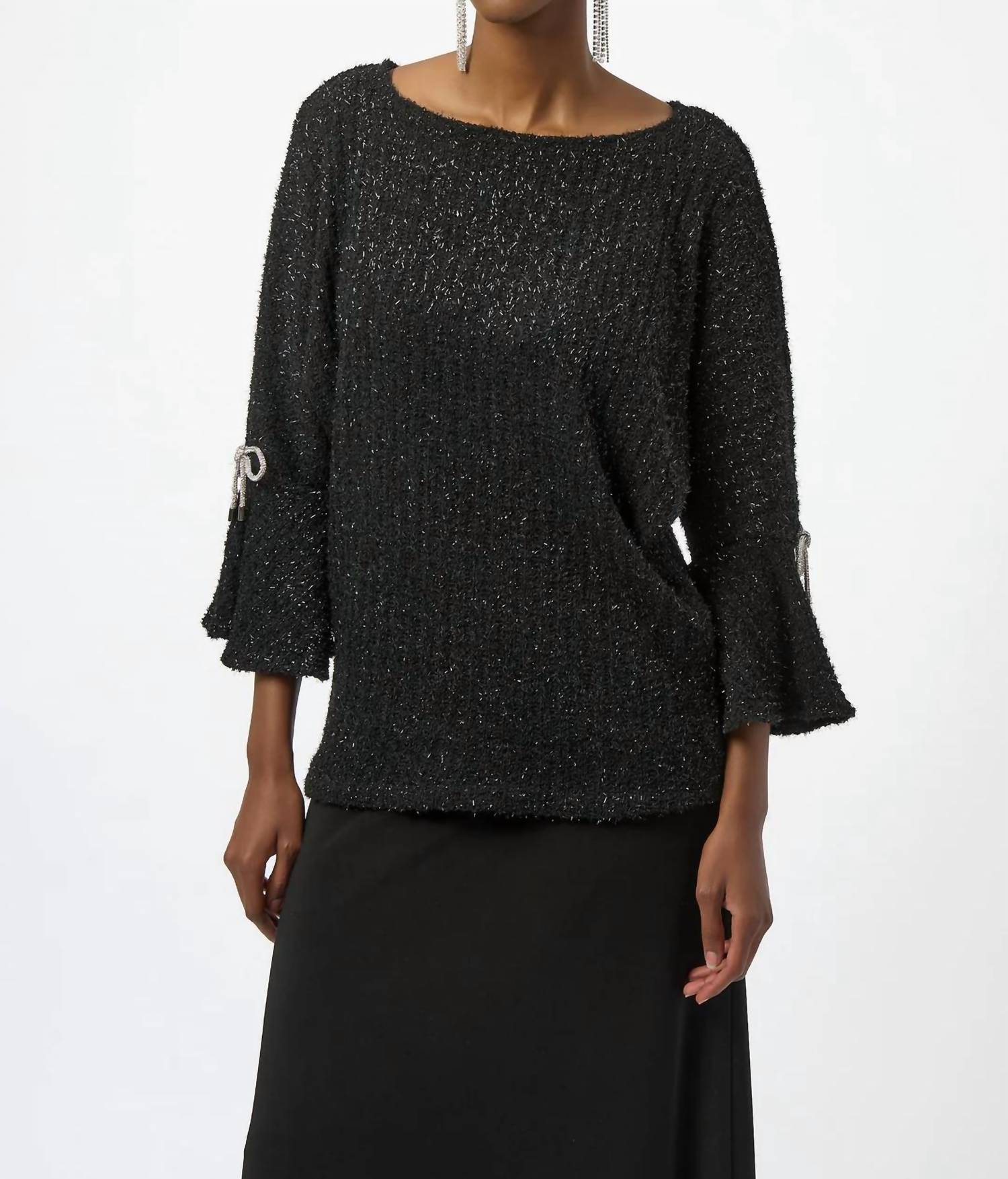 Joseph Ribkoff - Metallic 3/4 Sleeves Boxy Top