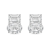 Diana M Jewels - Women's Emerald & Oval Lab-grown Diamond Stud Earrings (7.00 Tcw) - Elegant