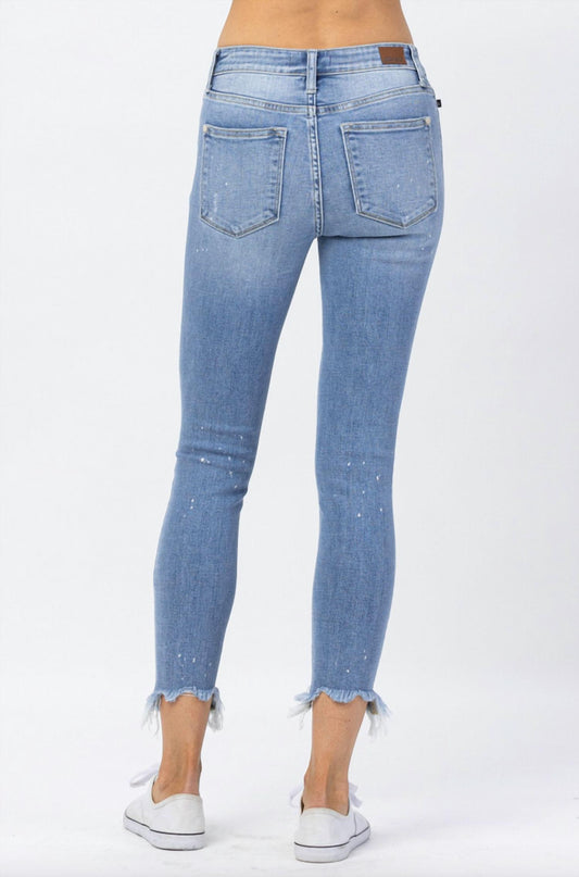 Judy Blue - Bleach Splash Skinny Capris Pant
