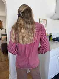 Aureum - Nessa Striped Long Sleeve Button Top