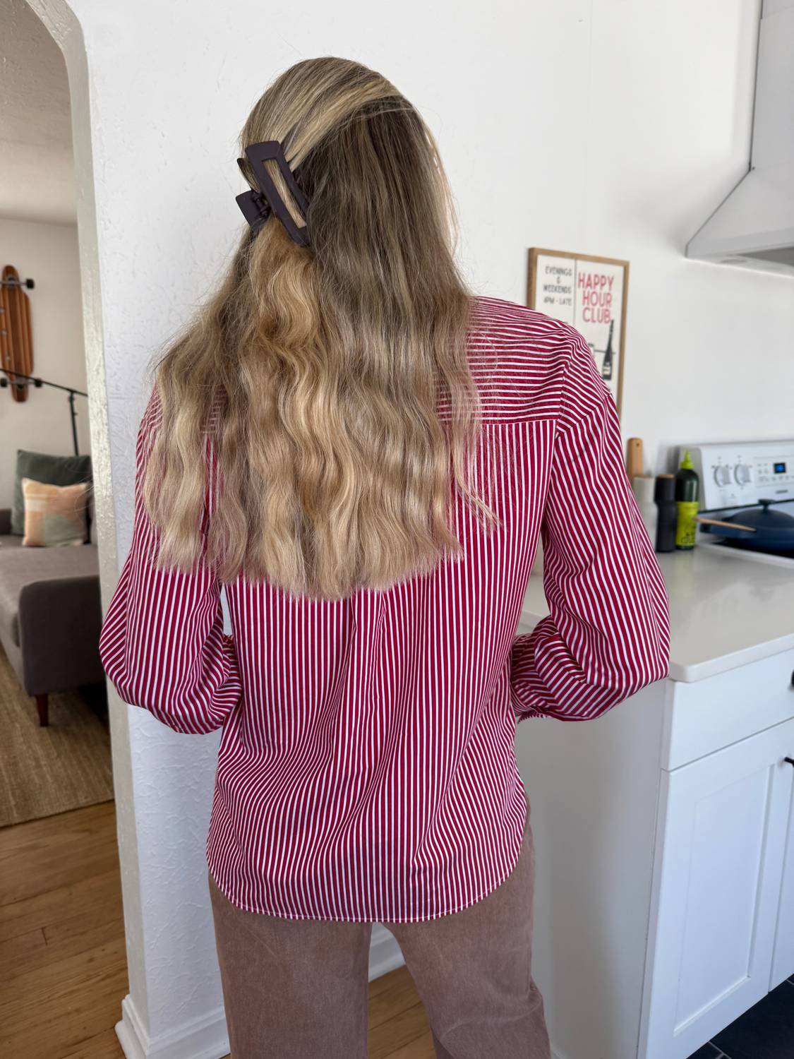 Aureum - Nessa Striped Long Sleeve Button Top