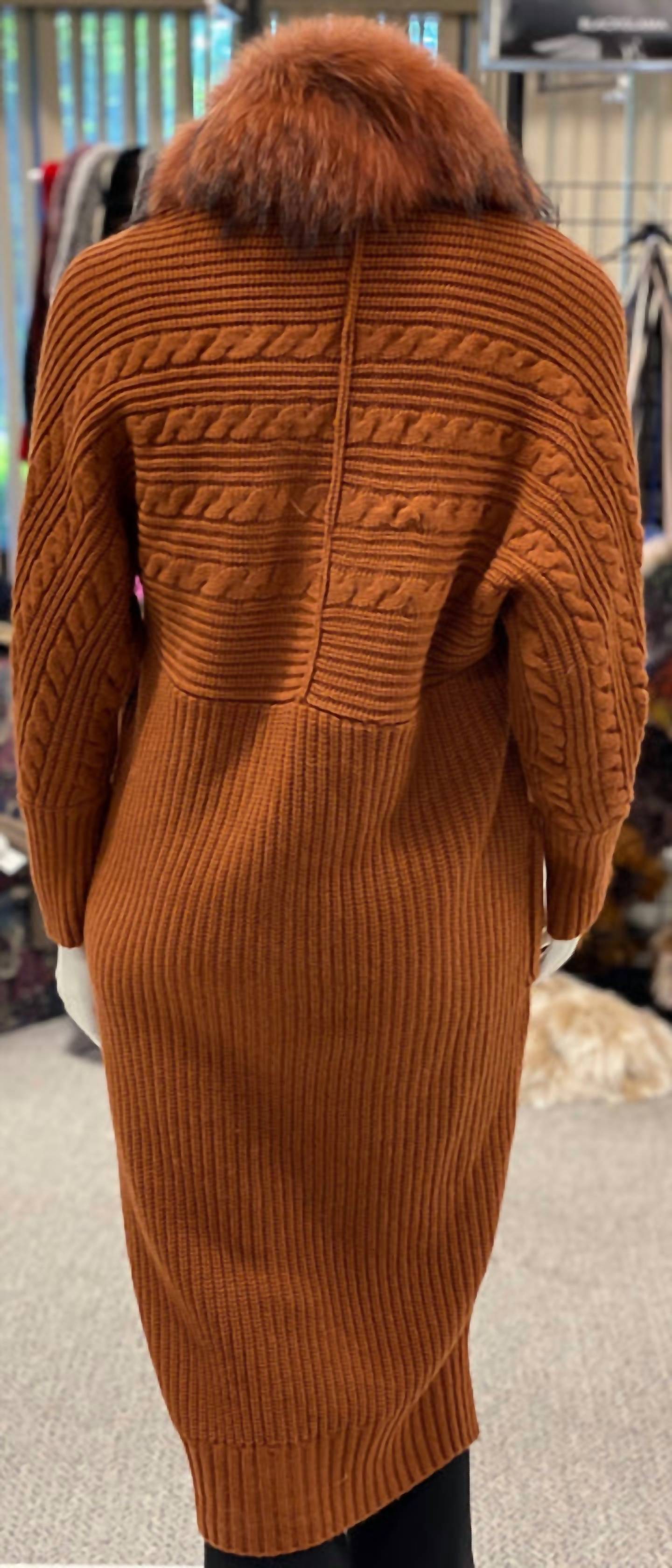 Morris Kaye - Knit Duster With Detachable Raccoon Collar