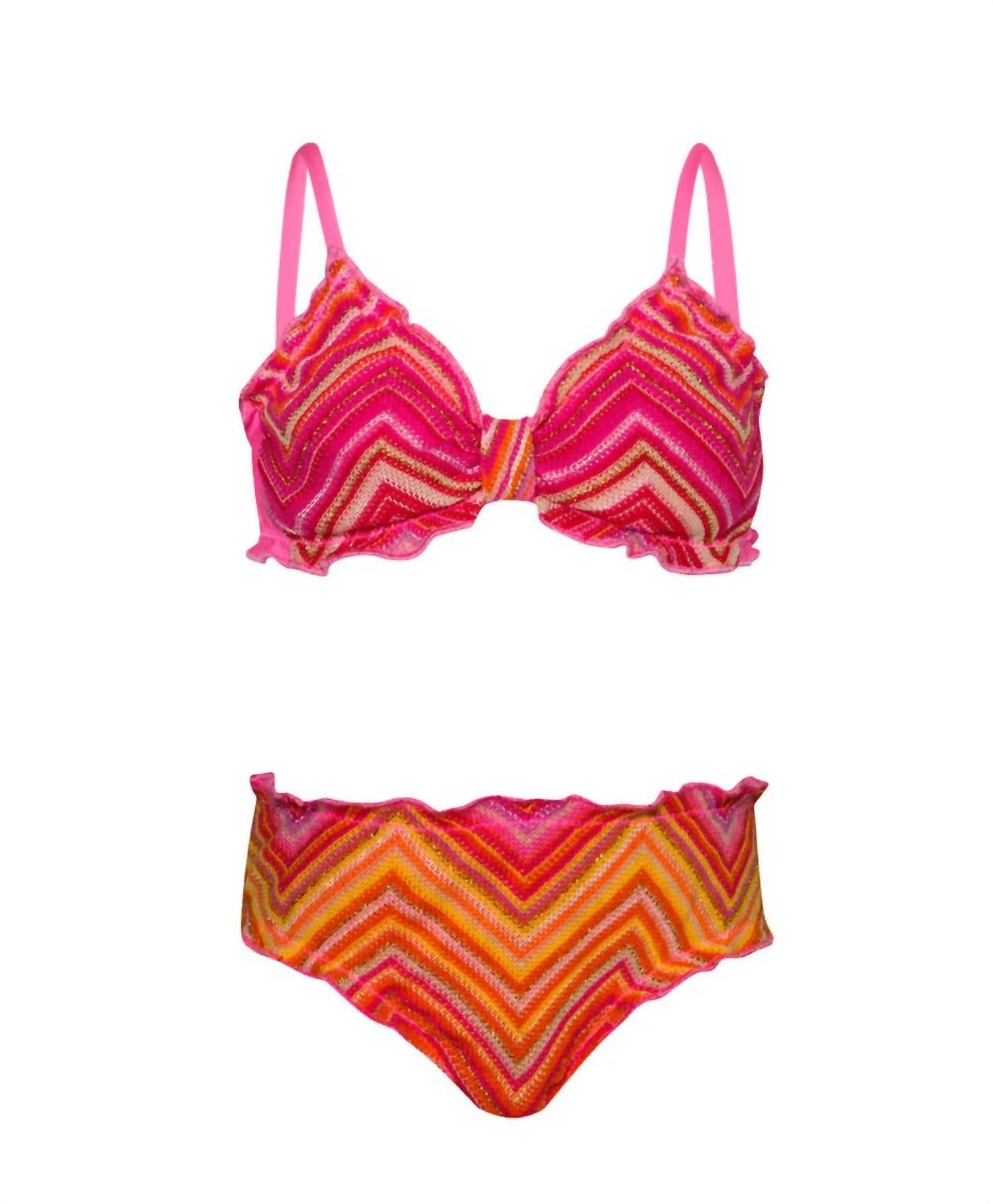 Pq Swim - Girls' Cayenne Lettuce Edge Bikini Set