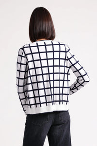 Minnie Rose - Viscose Windowpane V-neck Cardigan