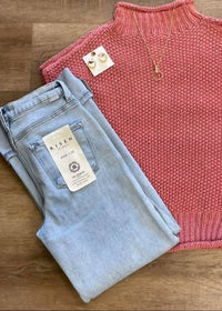 Risen - High Rise Ankle Wide Leg Cuff Jeans