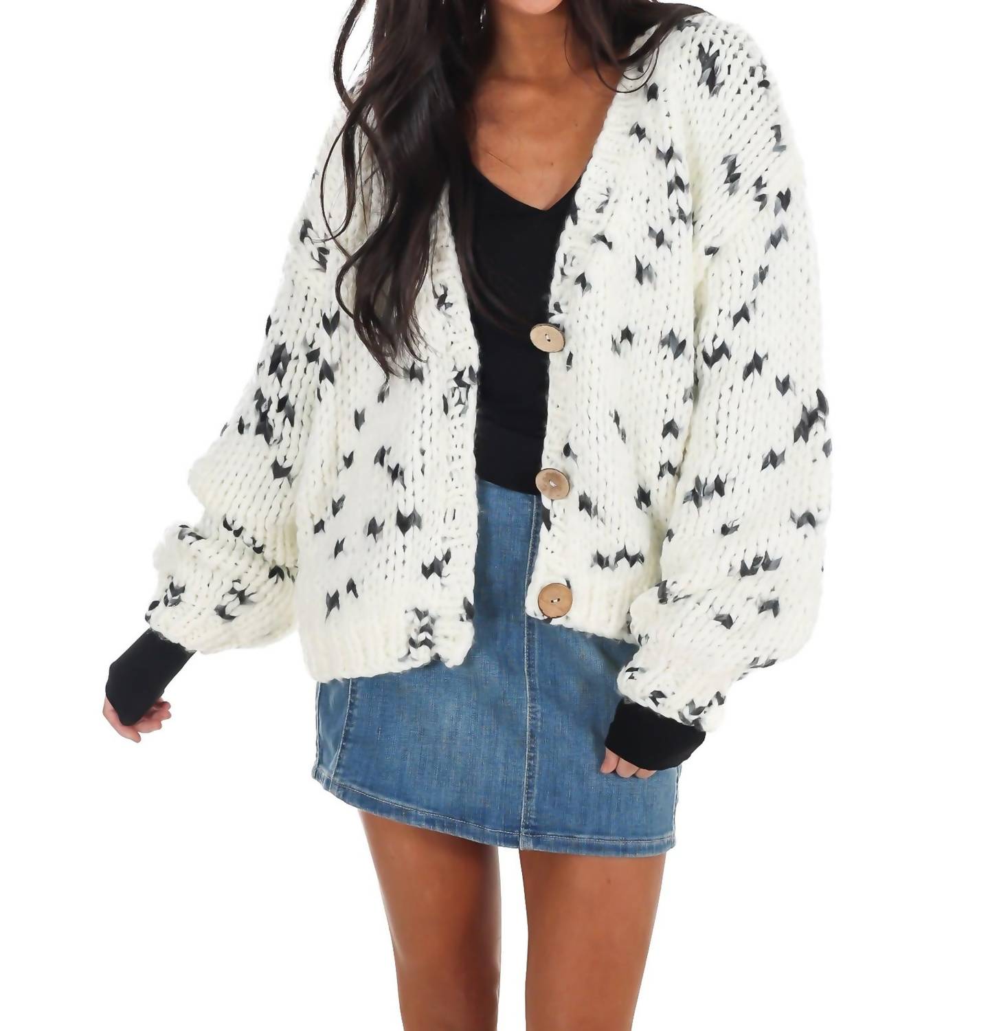 Dreamers - Chunky Pattern Knit Cardigan