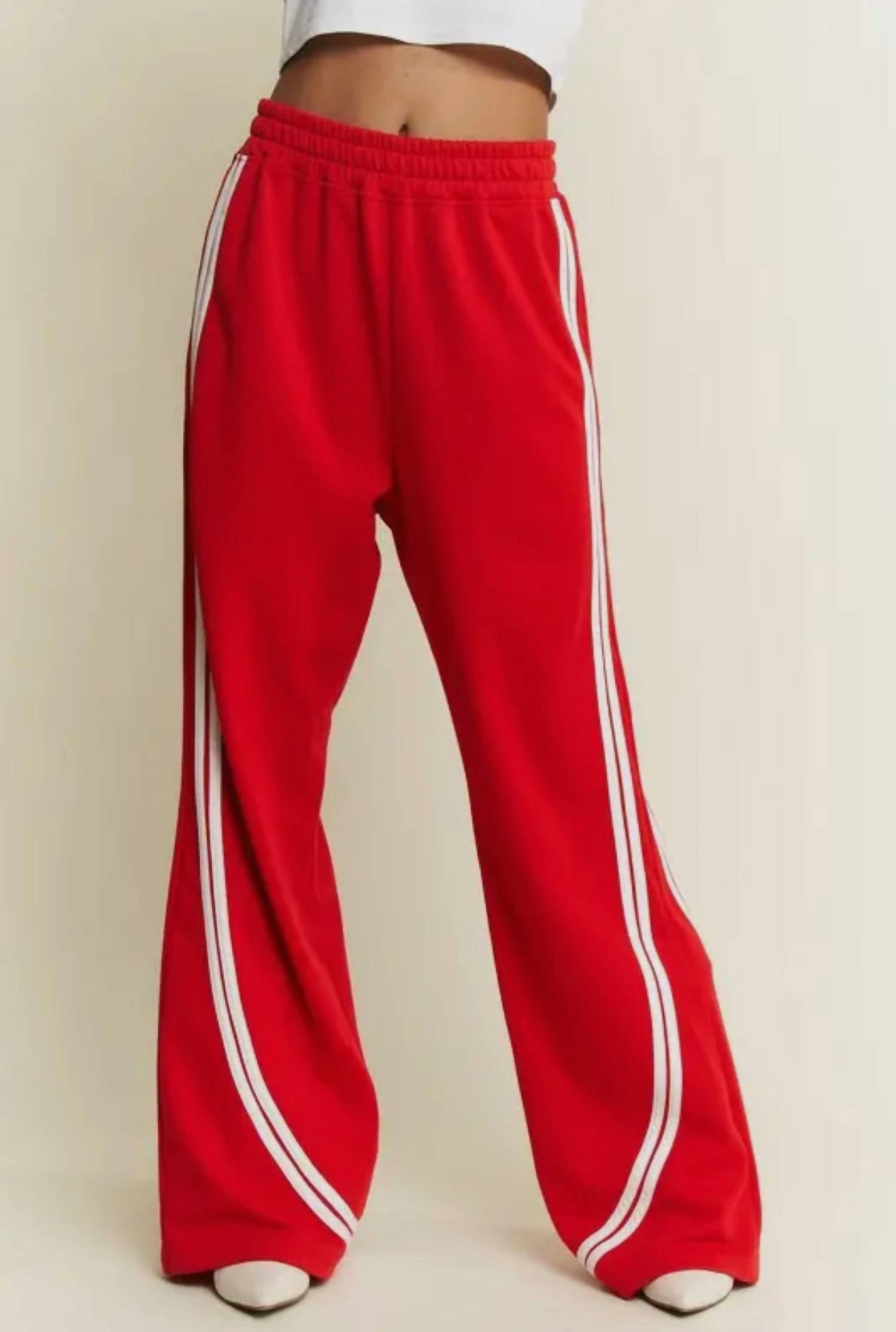 Jade By Jane - Solid Side Stripes Wide Leg Pants
