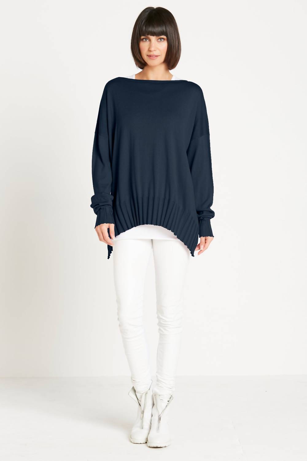 Planet By Lauren G. - Ribbed Boatneck Top