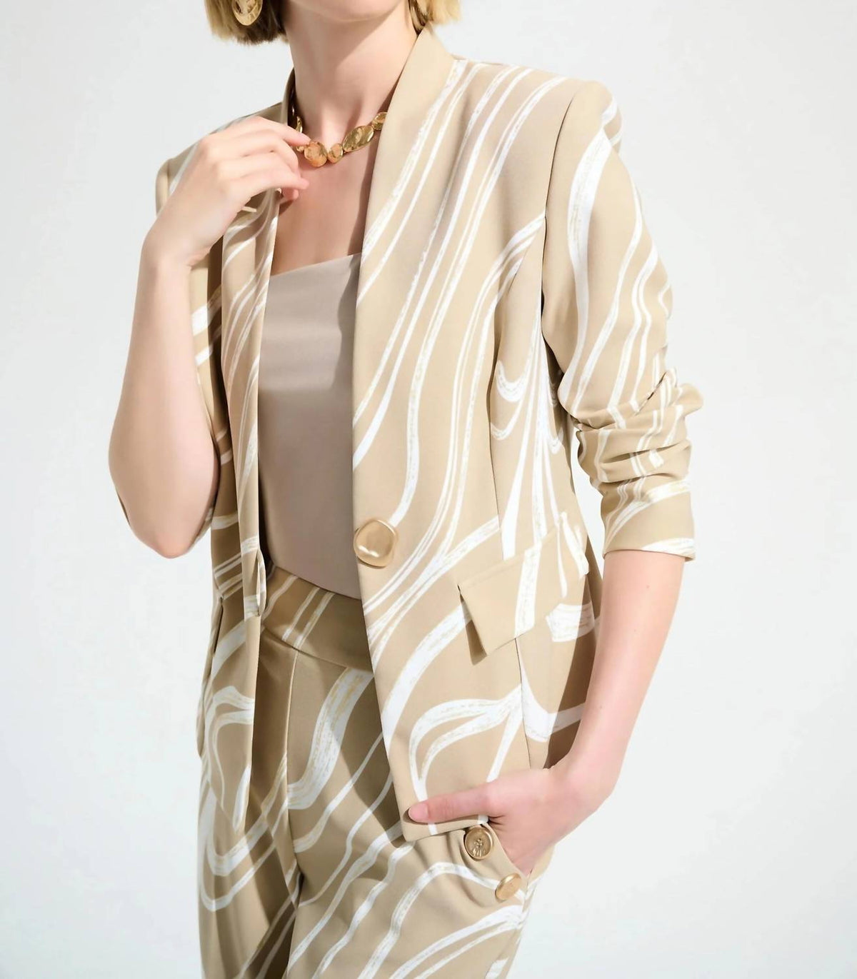 Joseph Ribkoff - Abstract Print Fitted Blazer Jacket