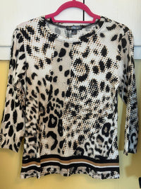 Renuar Women's Animal Print Knit Top in leopard - women's long sleeve top - alternate view
