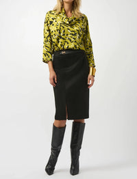Joseph Ribkoff - Scuba Suede and Leatherette Pencil Skirt