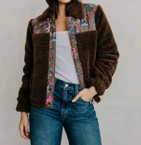 LOVE THE LABEL Finley Reversible Sherpa Jacket in charlotte - women's jacket - alternate view
