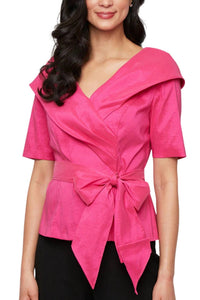 Alex Evenings - Draped Crossover Shawl Tunic Blouse Top