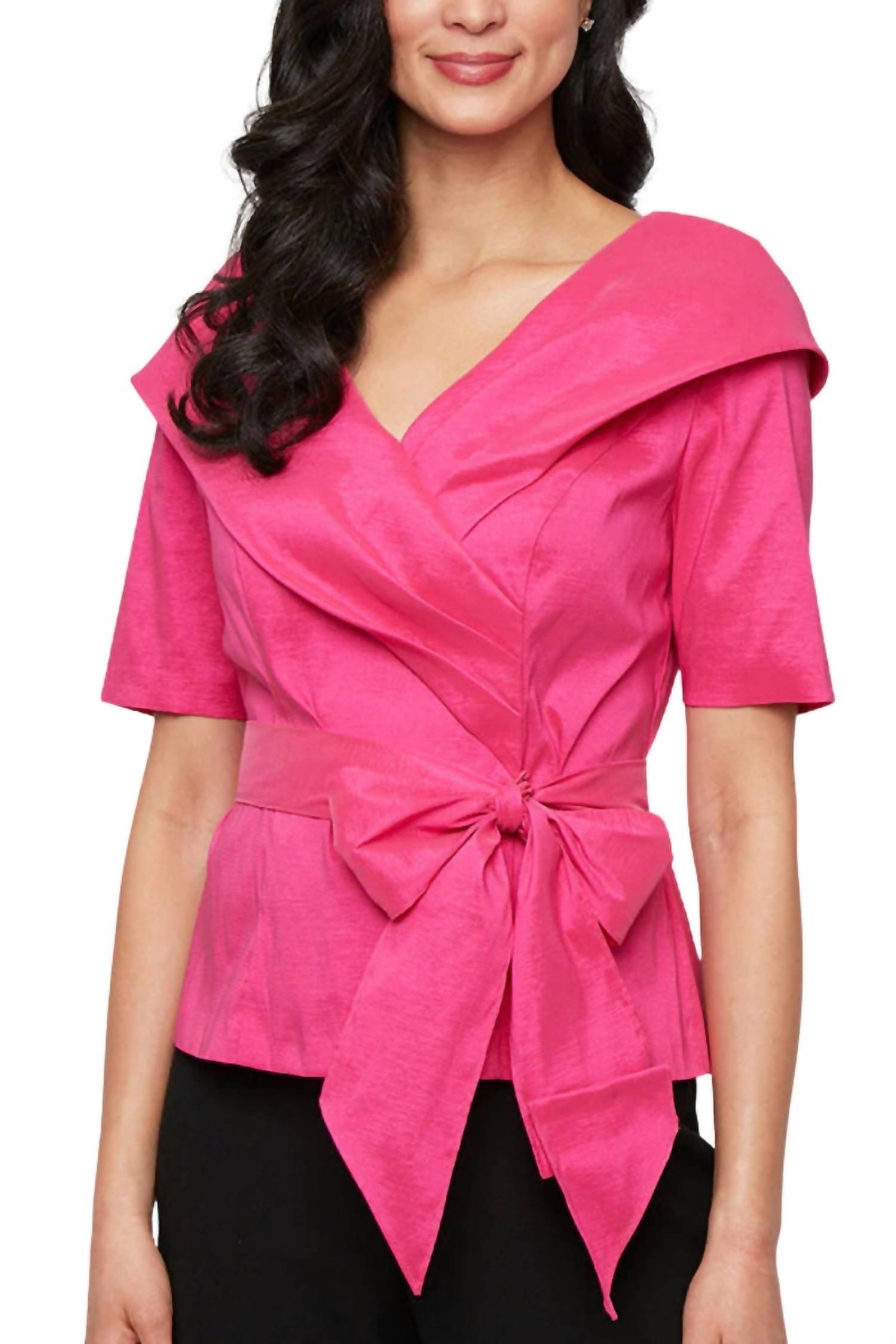 Alex Evenings - Draped Crossover Shawl Tunic Blouse Top