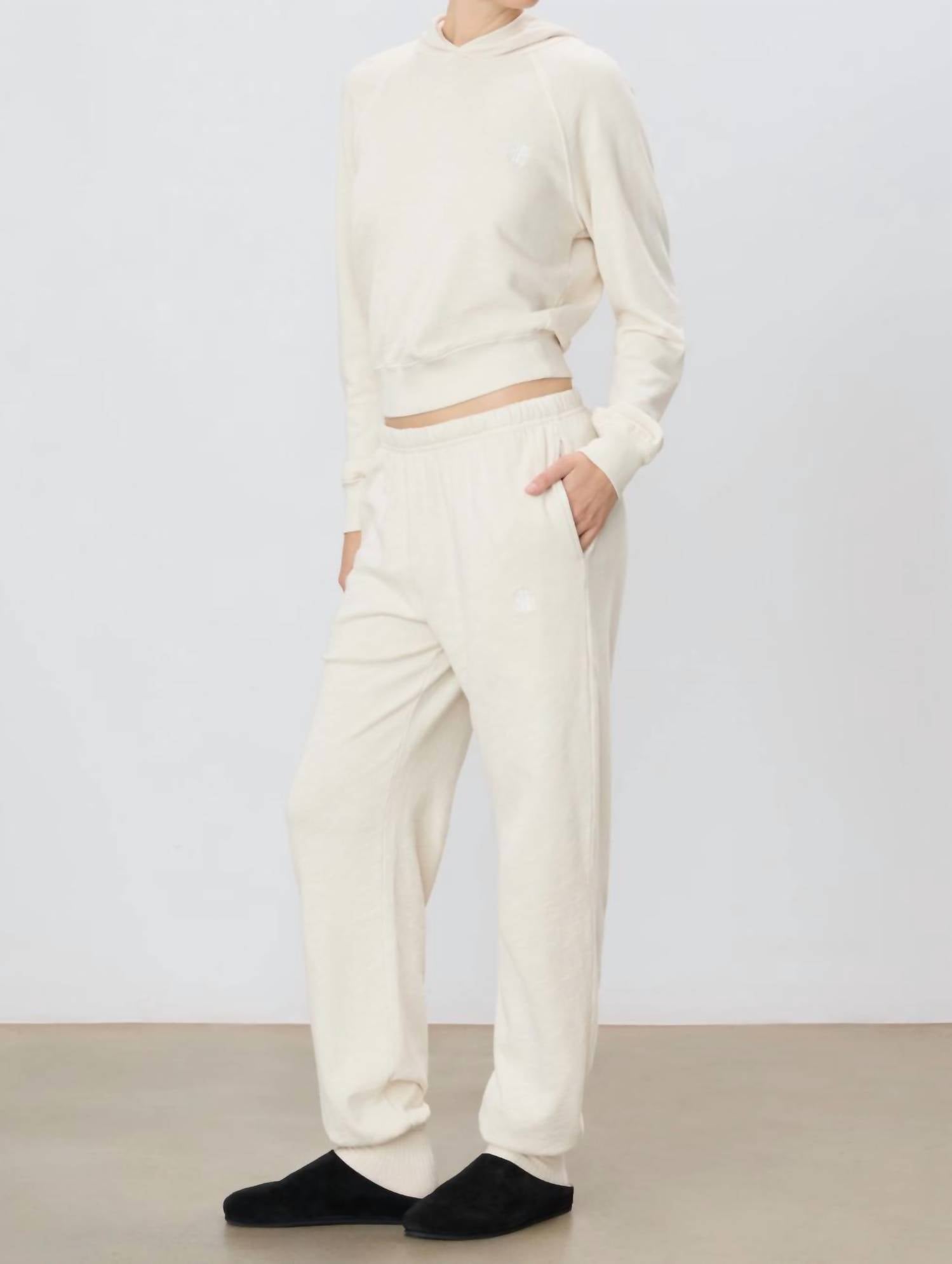 Eterne Boyfriend Pocket Sweatpant in bone 1 - women's pants - alternate view