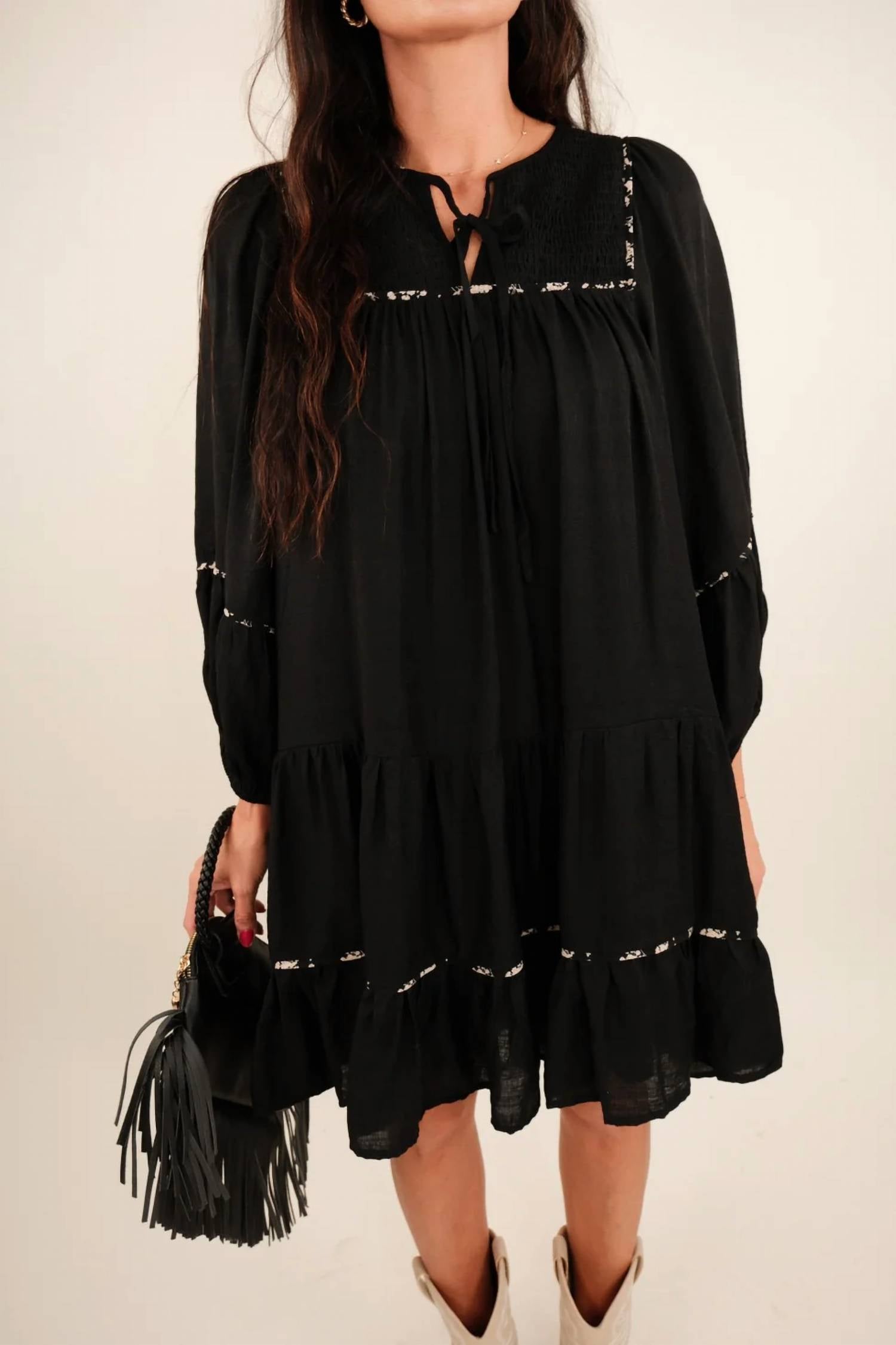 Umgee - Tiered Long Sleeve Dress