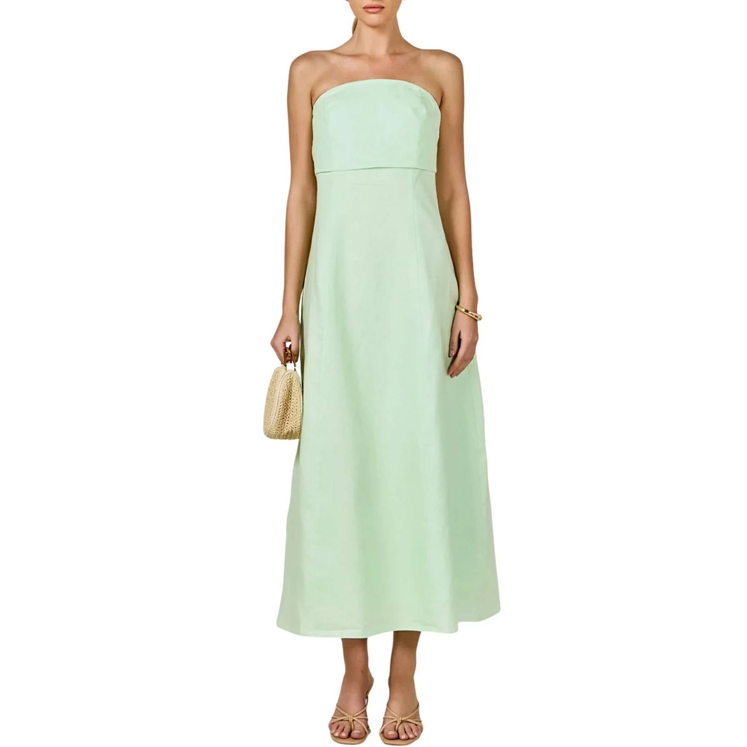 Endless Rose - Lucia Folded Strapless Linen Maxi Dress