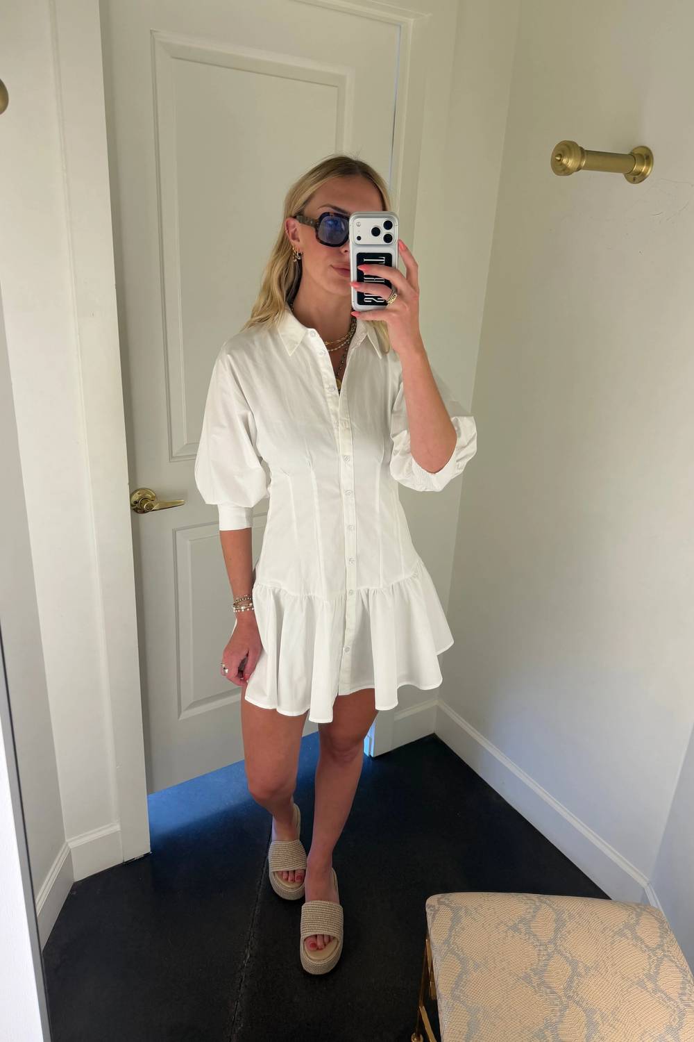 Aureum - Women's Drop Waist Pleated Shirt Dress