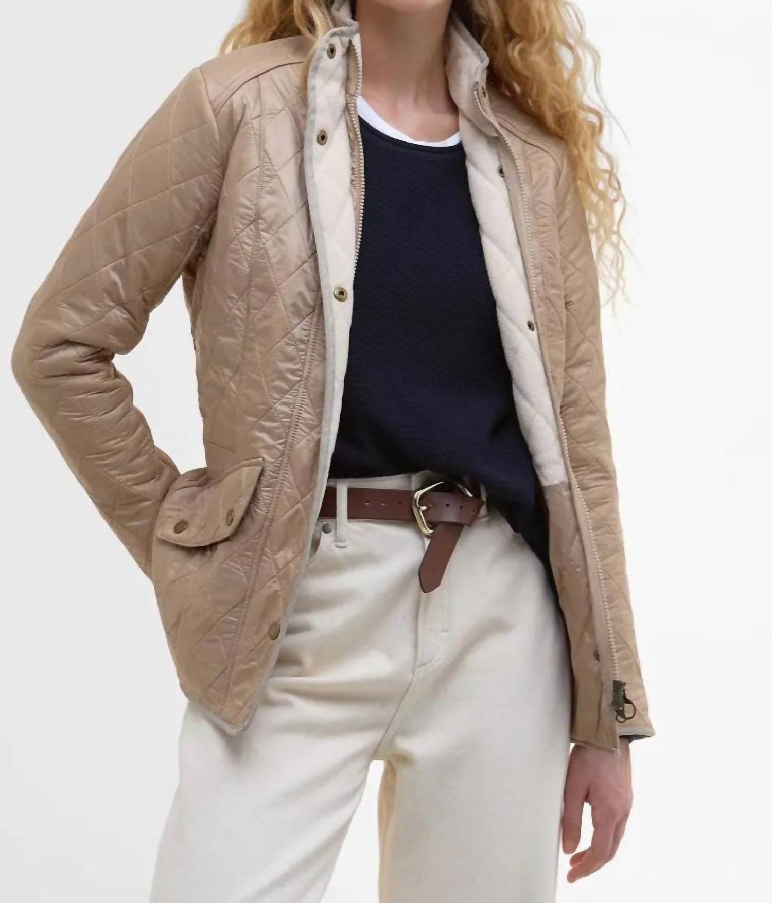 Barbour Cavalry Quilted Jacket in light fawn - women's jacket