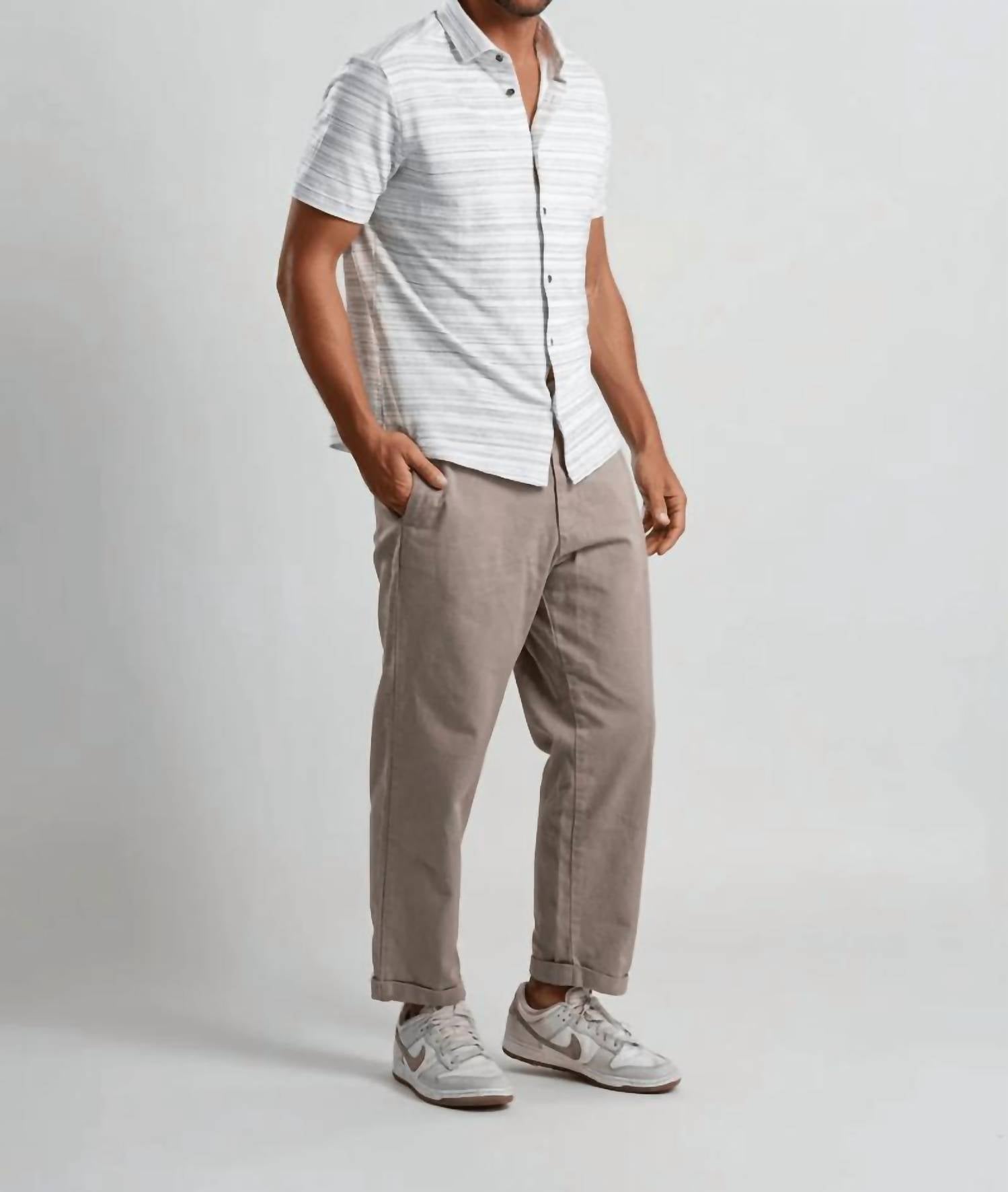 Stone Rose - Printed Horizon Pinstripe Knit Shirt