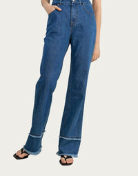 ASHLYN DOUBLE-WAISTED LAYERED HIGH-RISE JEANS